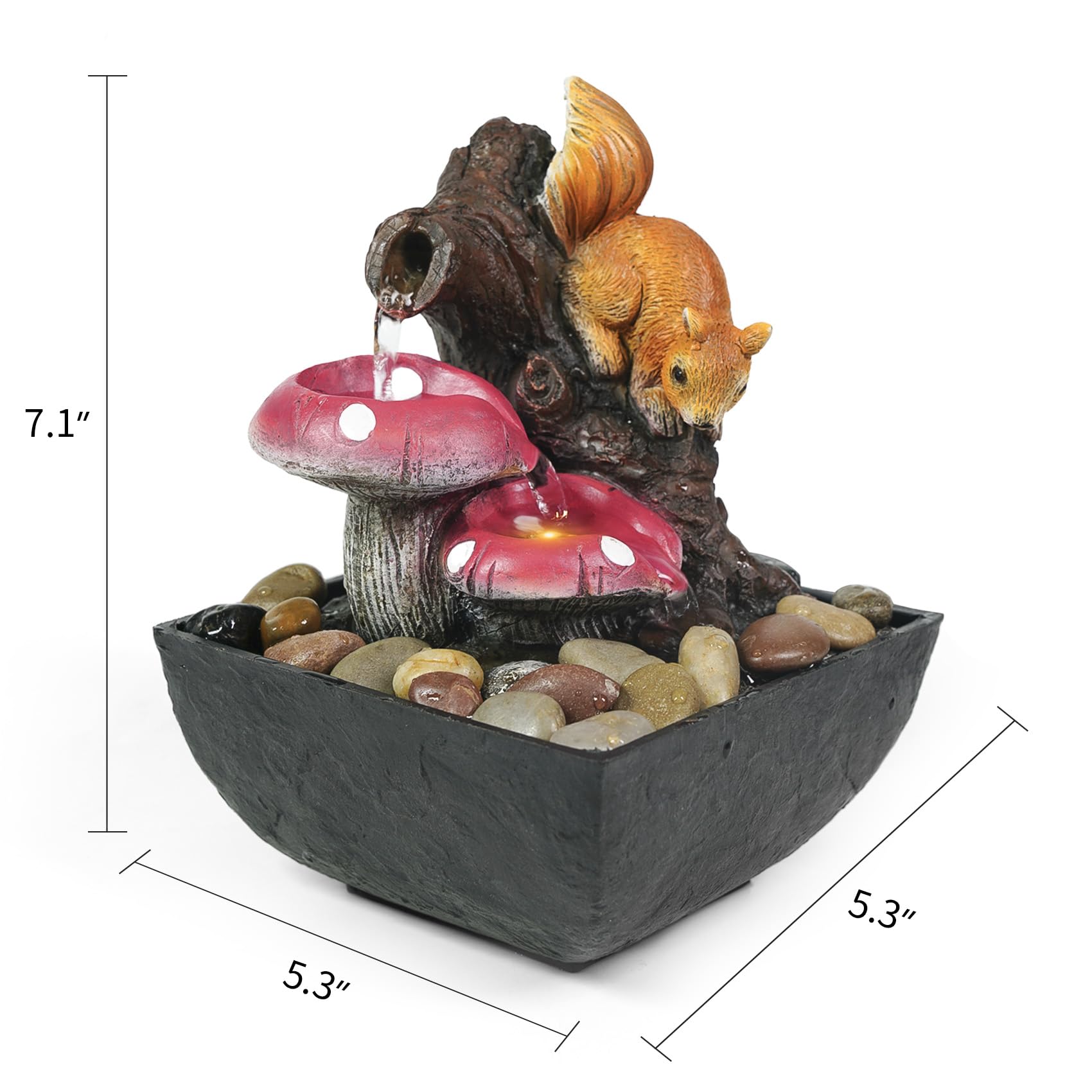 Ferrisland Tabletop Water Fountain, Zen Meditation Indoor Waterfall Fountain, Heart Shape Decoration with LED Light for Home Office Bedroom Relaxation Decor, Gift Ideas