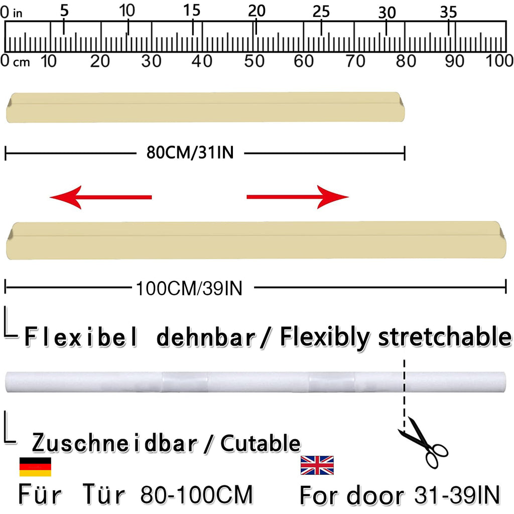 BKSAI Door Draft Stopper for Doors No Adhesive Draught Excluder Under Door Wind Blocker for Bottom of Door,Reduce Noise Draught Excluder Sweep Sound Proof (Beige 24-29IN / Distance Under The Door 1IN)
