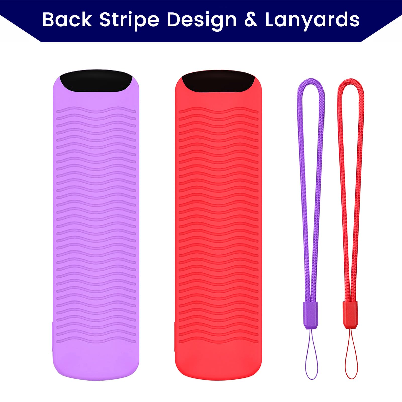 2-Pack Glowing Remote Cover, Silicone Protective Case with Lanyard, Glow Blue and Glow Purple, Compatible with Smart TV Remote Controller