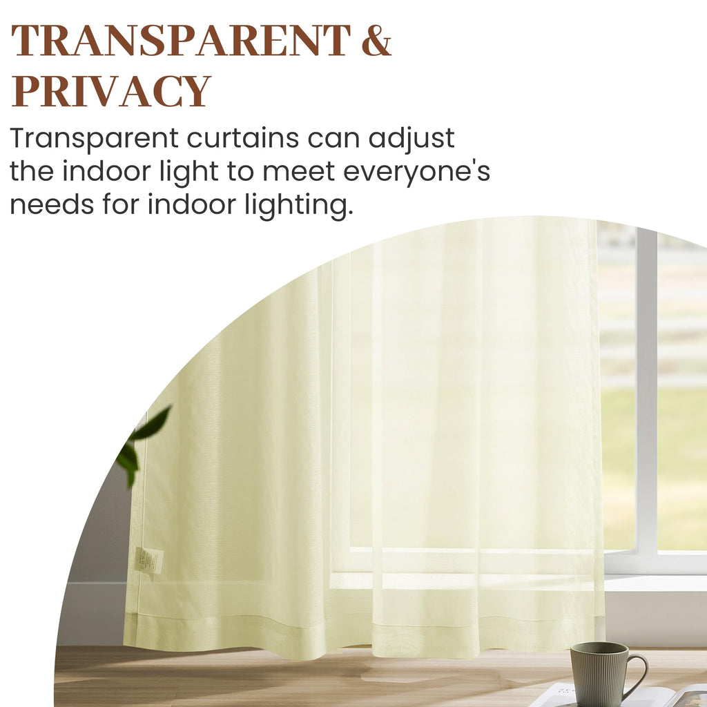 Dreaming Casa Solid Sheer Curtains 84 Inches Long Grey Rod Pocket Voile Draperies for Bedroom Living Room, 2 Panels, Each 42" W x 84" L