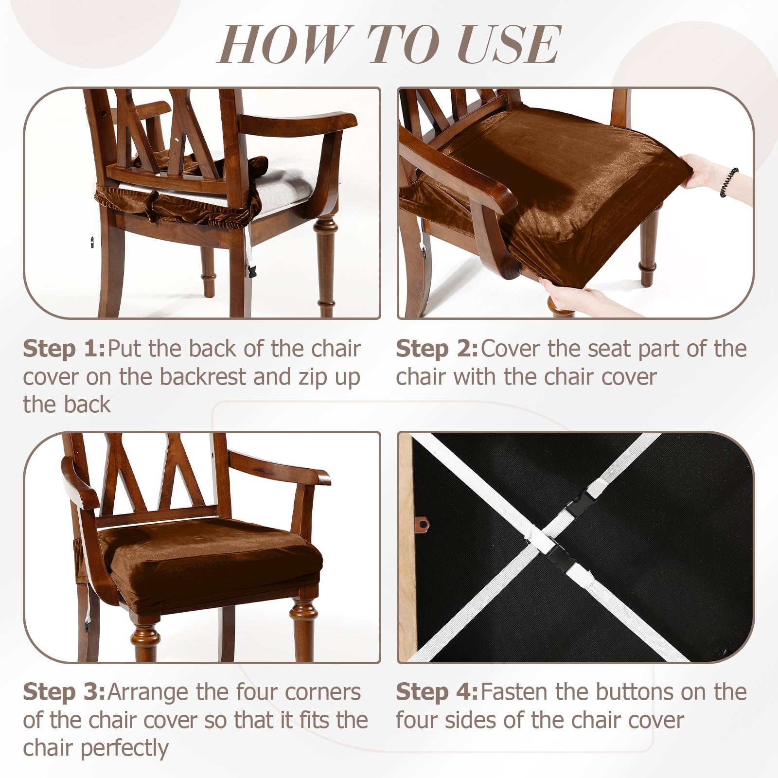 Havawish Large Dining Room Chair Seat Covers with Armrest Dining Chair Slip Covers Protectors(1 Pcs,Beige White)