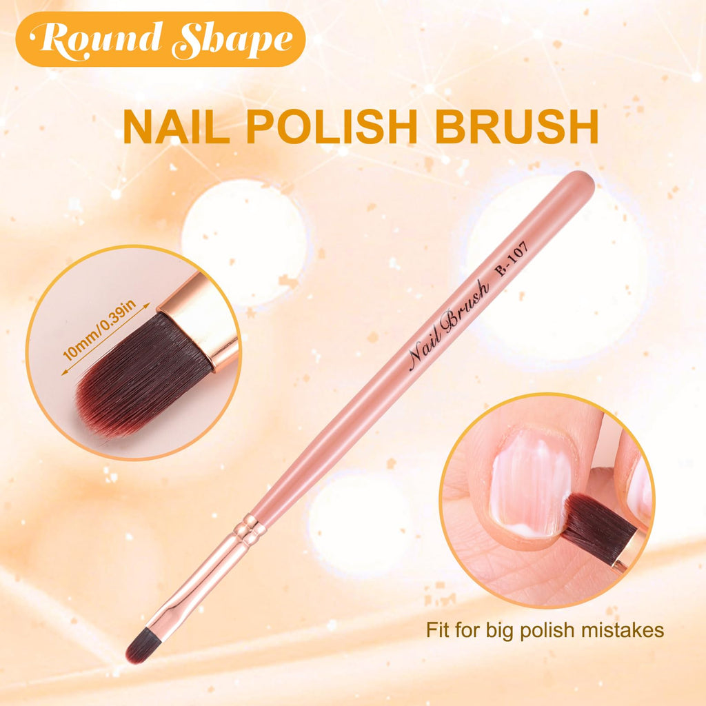 Nail Art Clean Up Brushes,Nail Brushes for Cleaning Polish Mistakes on the Cuticles, Acetone Resistant Nail Brush, Fingernail Cleaning Brushes for Nail Art and Designs (2 Pcs Round&Angled)