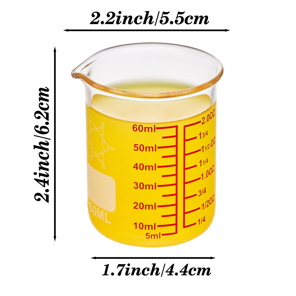 High Borosilicate Glass Measuring Cup-V-Shaped Spout，Glass Measuring Beaker for Kitchen or Restaurant, Easy to Read, 30 ML (1 Oz)-Pack of 2