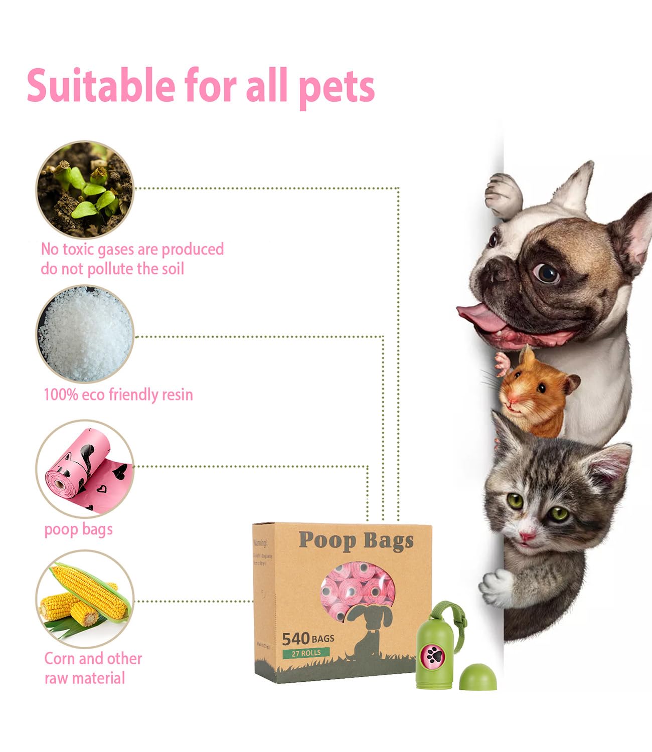 Yingdelai Dog Poop Bags 280 Counts: Extra Thick LeakProof Waste Bag with Dispenser for Doggy (Scented)