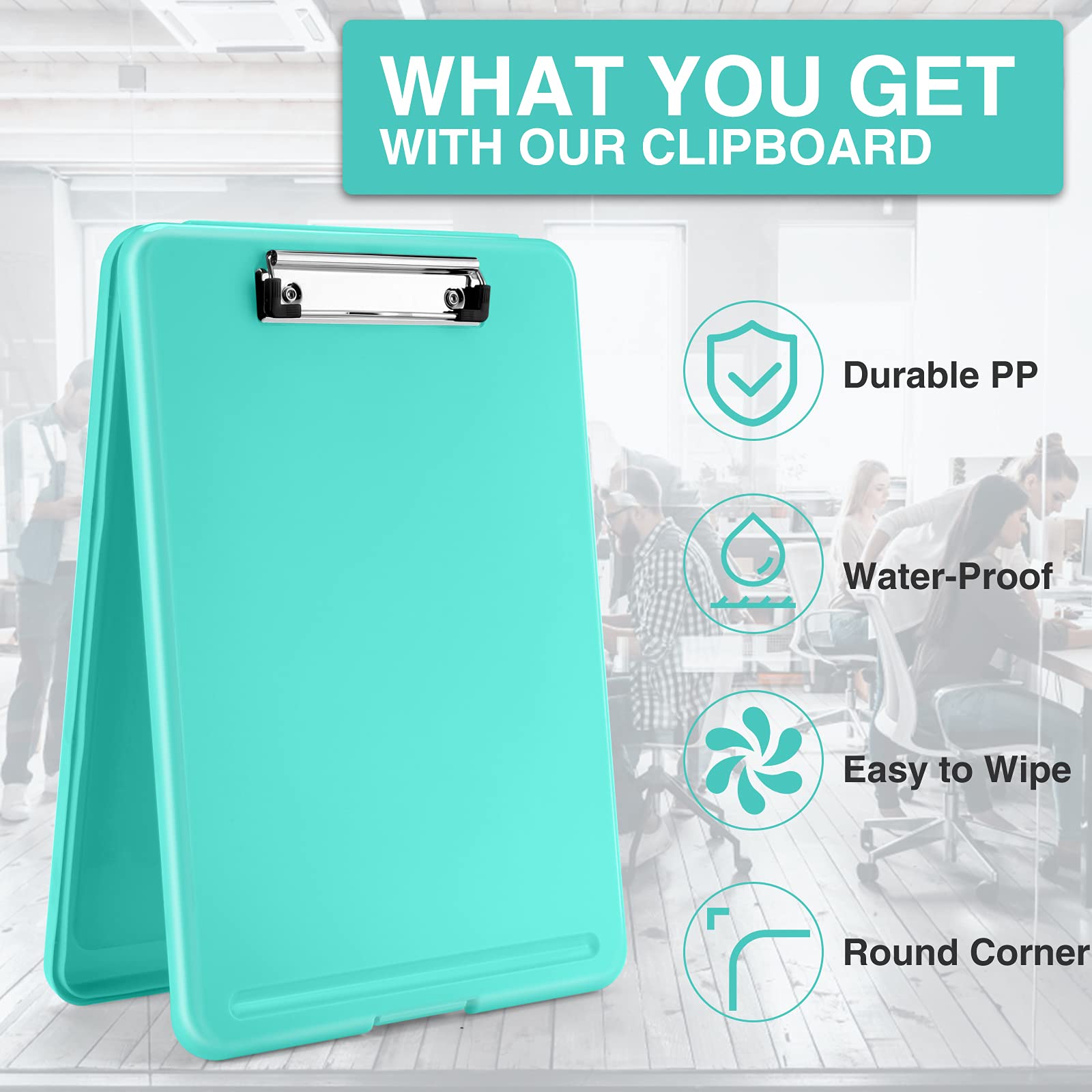 Sooez Clipboard with Storage, Plastic Storage Clipboards with Low Profile Clip, Nursing Clip Boards Foldable, Hanging Clipboard Case for Work, Teacher, Classroom Must Haves, Office School Supplies