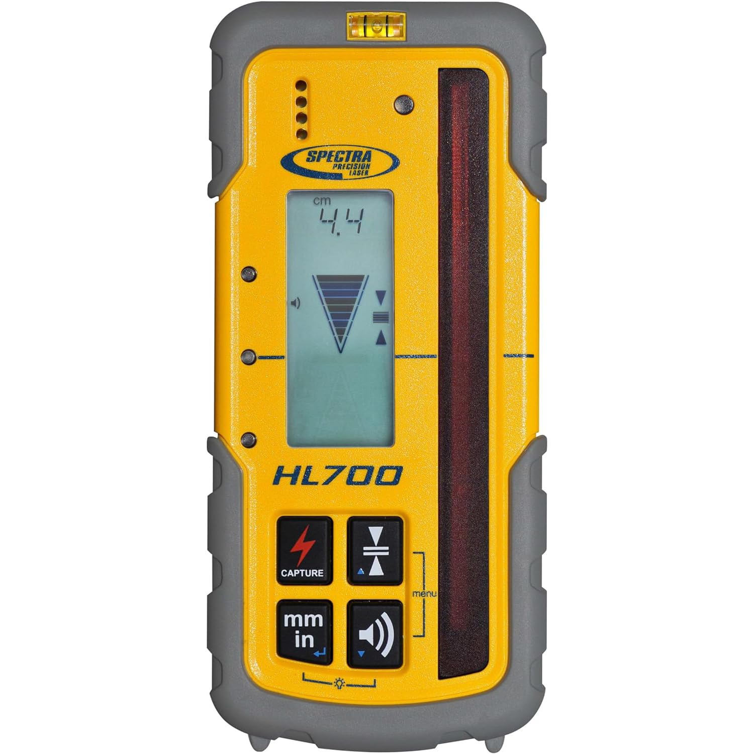 Spectra Precision HR150U Laser Receiver for Interior Leveling with red or green beam rotating lasers. Dual Sided LED Display, Magnetic Mount, Includes Rod Clamp and Alkaline Batteries