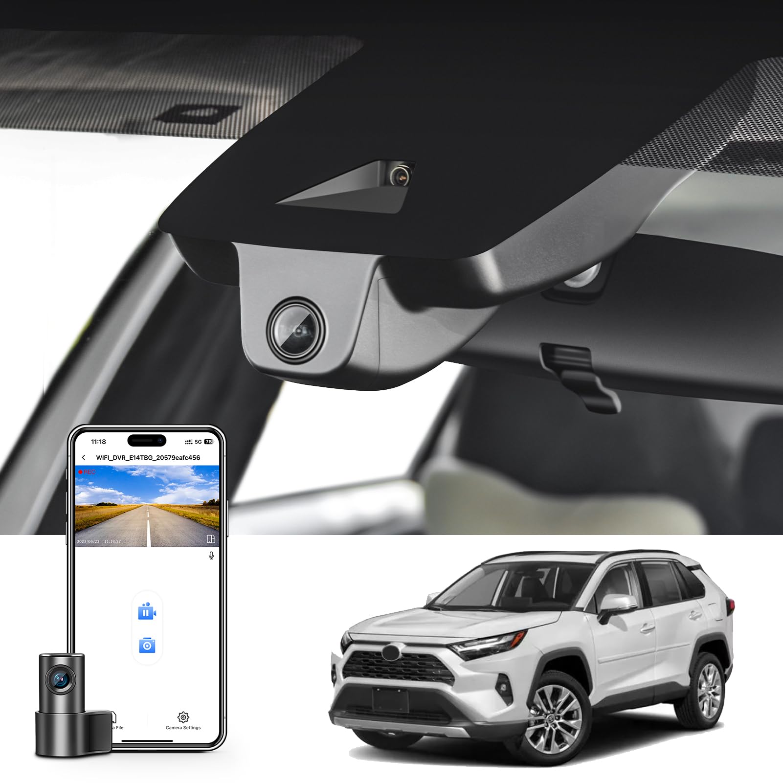 4K Dash Cam Custom fit for Toyota RAV4 & RAV4 Hybrid 2019 2020 2021 & RAV4 Prime 2021- 2024 & Venza 2021-2024 (Model A), LE Limited Premium TRD Hybrid etc,UHD 2160P Video, GPS, WiFi & App, 64GB Card