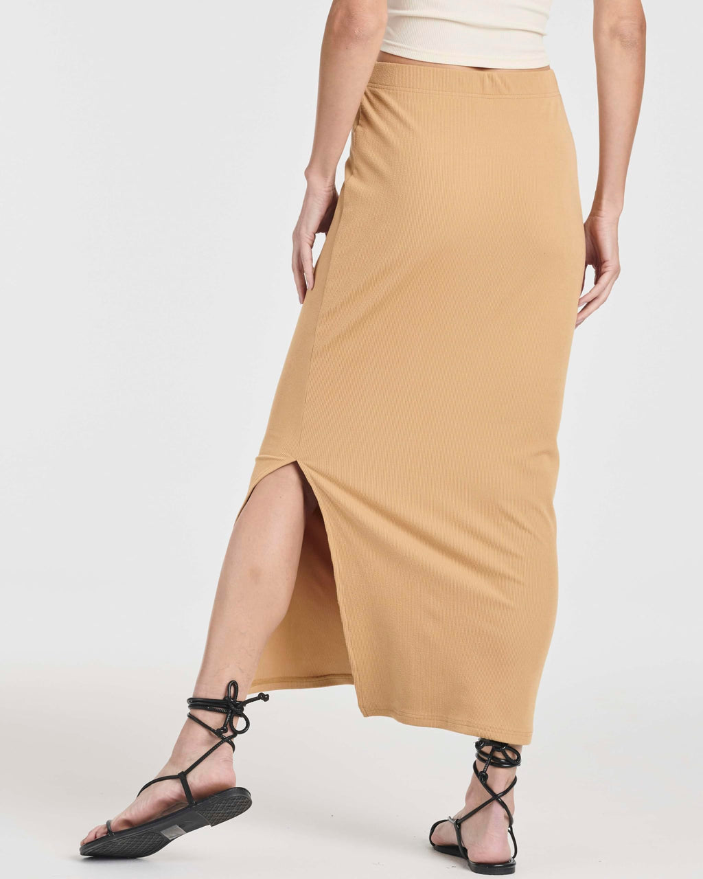Real Essentials 3 Pack: Women's Ribbed High Waisted Maxi Skirt with Side Slit - Casual Long Pencil Skirt