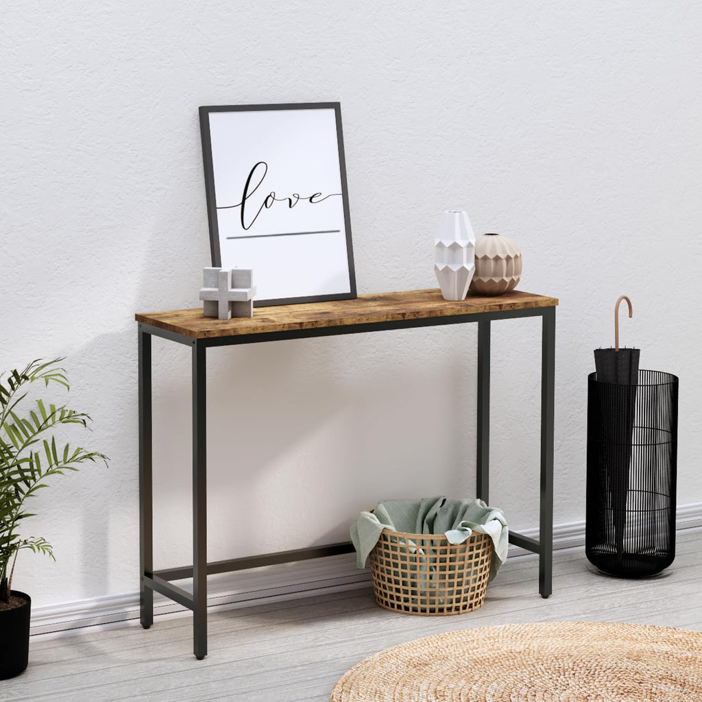 Timberer 39.4” Console Table, Hallway Entrance Table Sofa Table Behind Couch, for Living Room, Entryway, Easy Assembly, Accent Table, Black