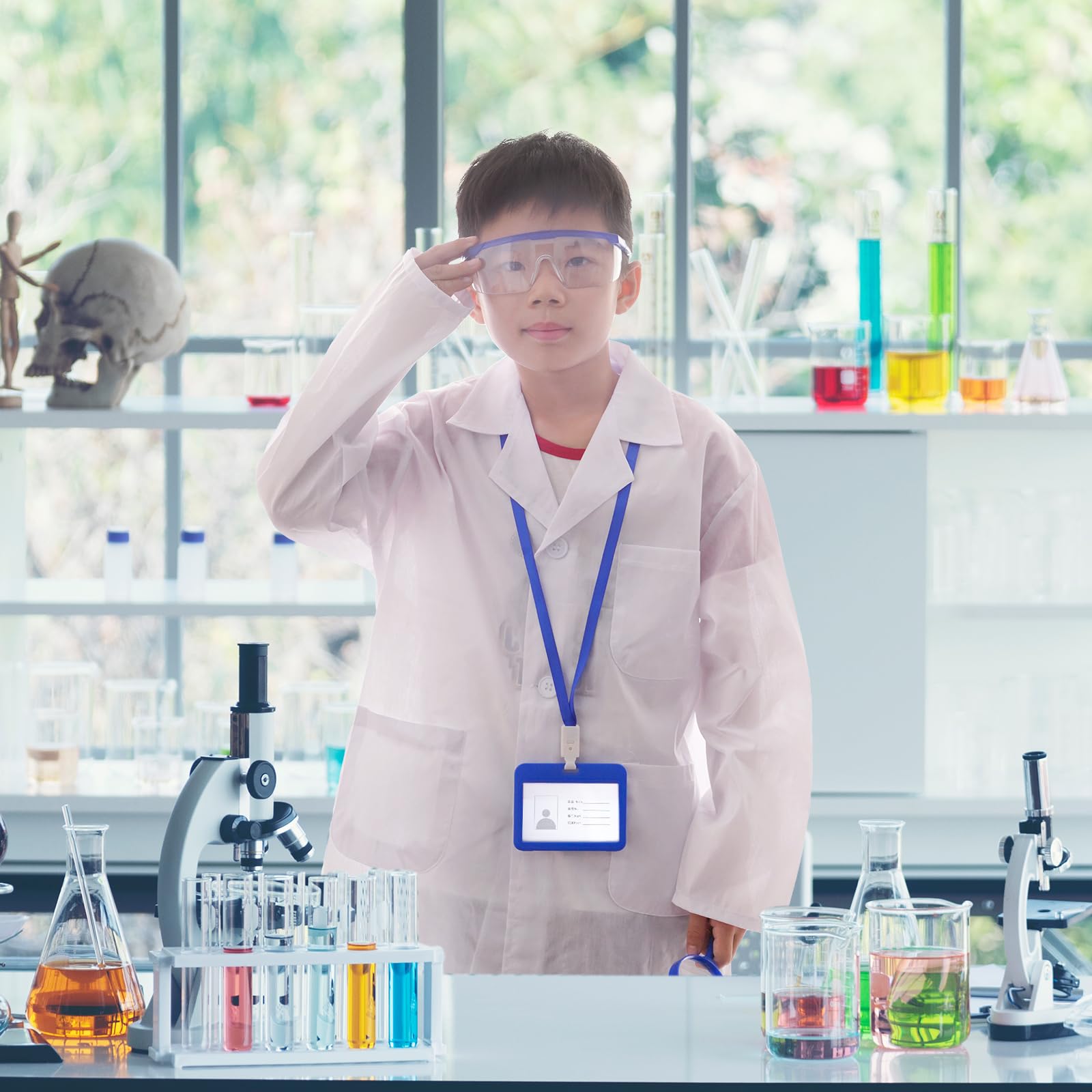 Doctor Scientist Lab Coat for Kids Children Doctor Costume Dress Up Coat for Boys Girls Halloween Costume Role Play