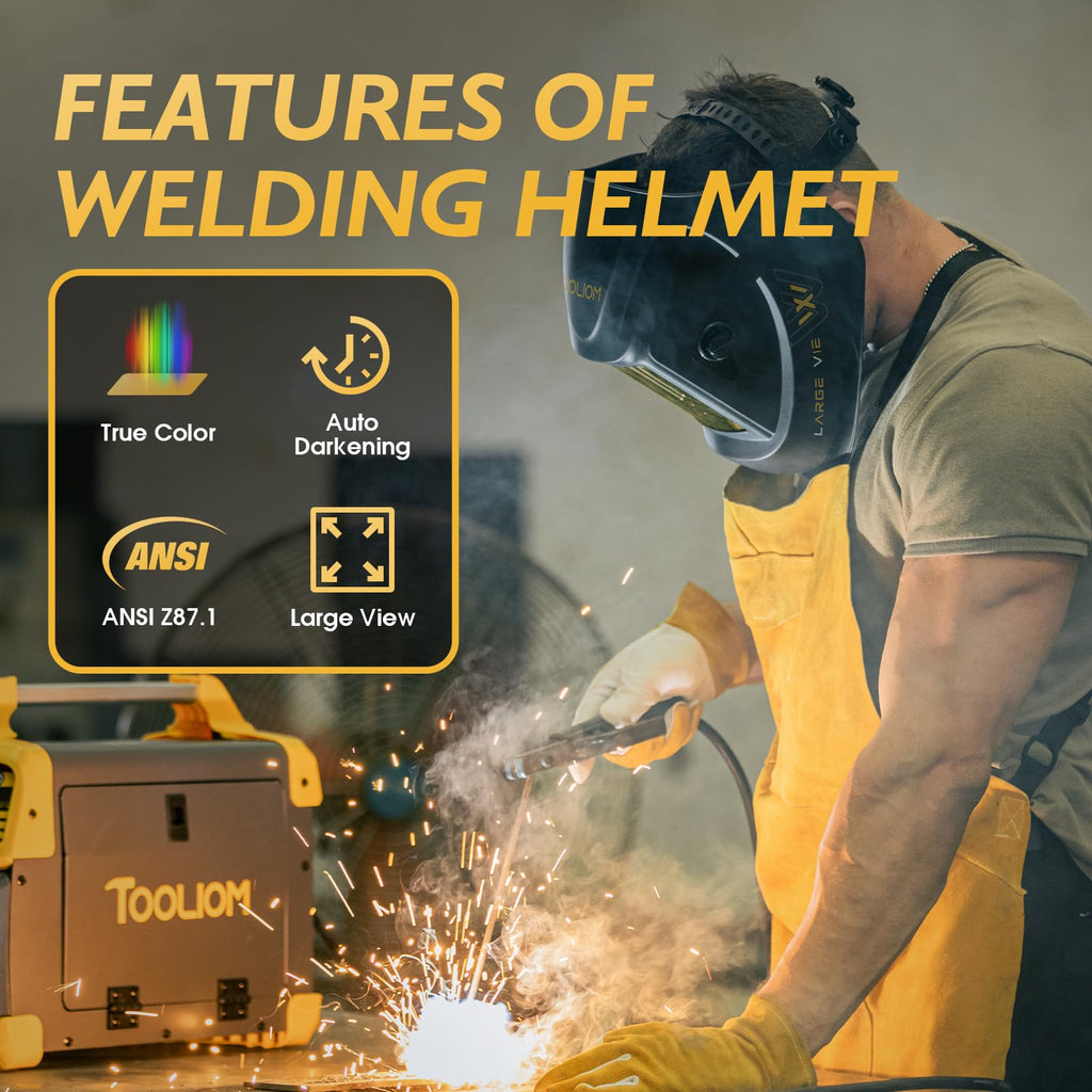 TOOLIOM Flip Up Welding Helmet 3.64 x 1.67 inch Auto Darkening Clamshell Welding Mask True Color Lift Front Welding Hood