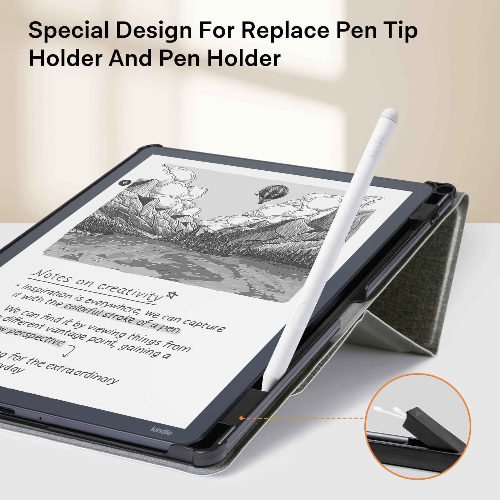 CoBak Stand Case for Kindle Scribe - Premium Folio Leather Cover with Pen Holder, Auto Sleep/Wake - Compatible with 10.2 Inch Kindle Scribe (2022/2024 Release)