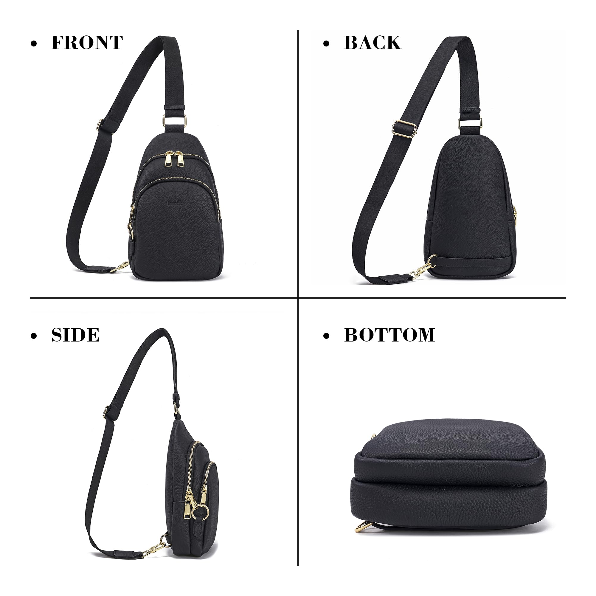INICAT Small Crossbody Sling Bags Faux Leather Fanny Packs Purses for Women Everyday & Travel