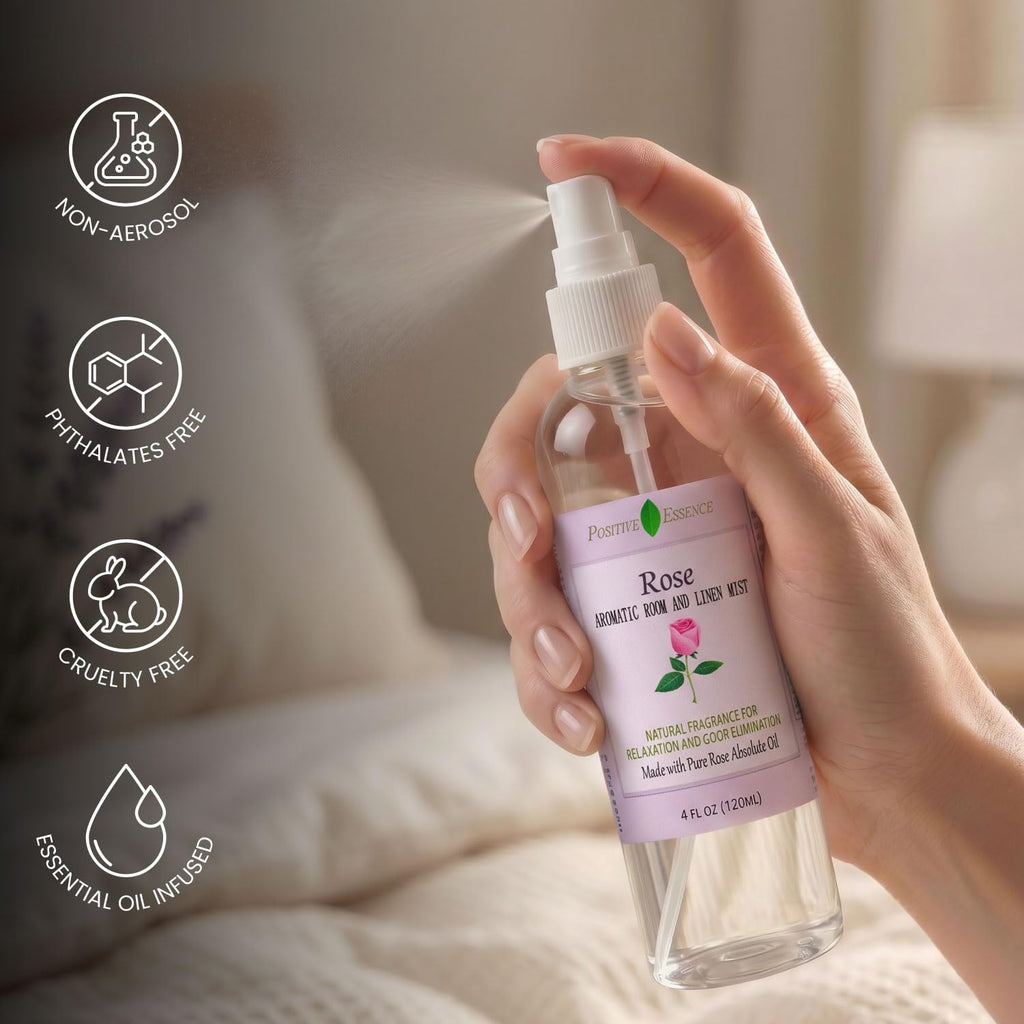 Linen and Room Spray Gift Set, (Lavender, Lemongrass, Rose, & Peppermint), Natural Air Freshener Made with Pure Essential Oils & Minimal Ingredients, Perfect Bathroom Spray or Room Mist, 4-Pack