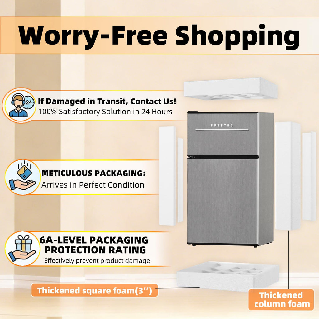 Mini Fridge with Freezer 3.2 Cu.Ft. 2 Door Refrigerator and Freezer Small Fridge for Bedroom Home Office Dorm, Small Drink Chiller, 37 dB Low Noise, Black