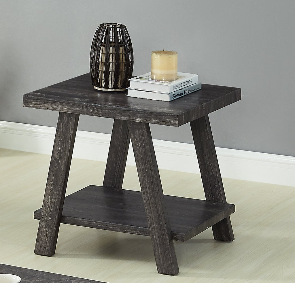 Roundhill Furniture Athens Contemporary Replicated Wood Shelf End Table in Black Finish