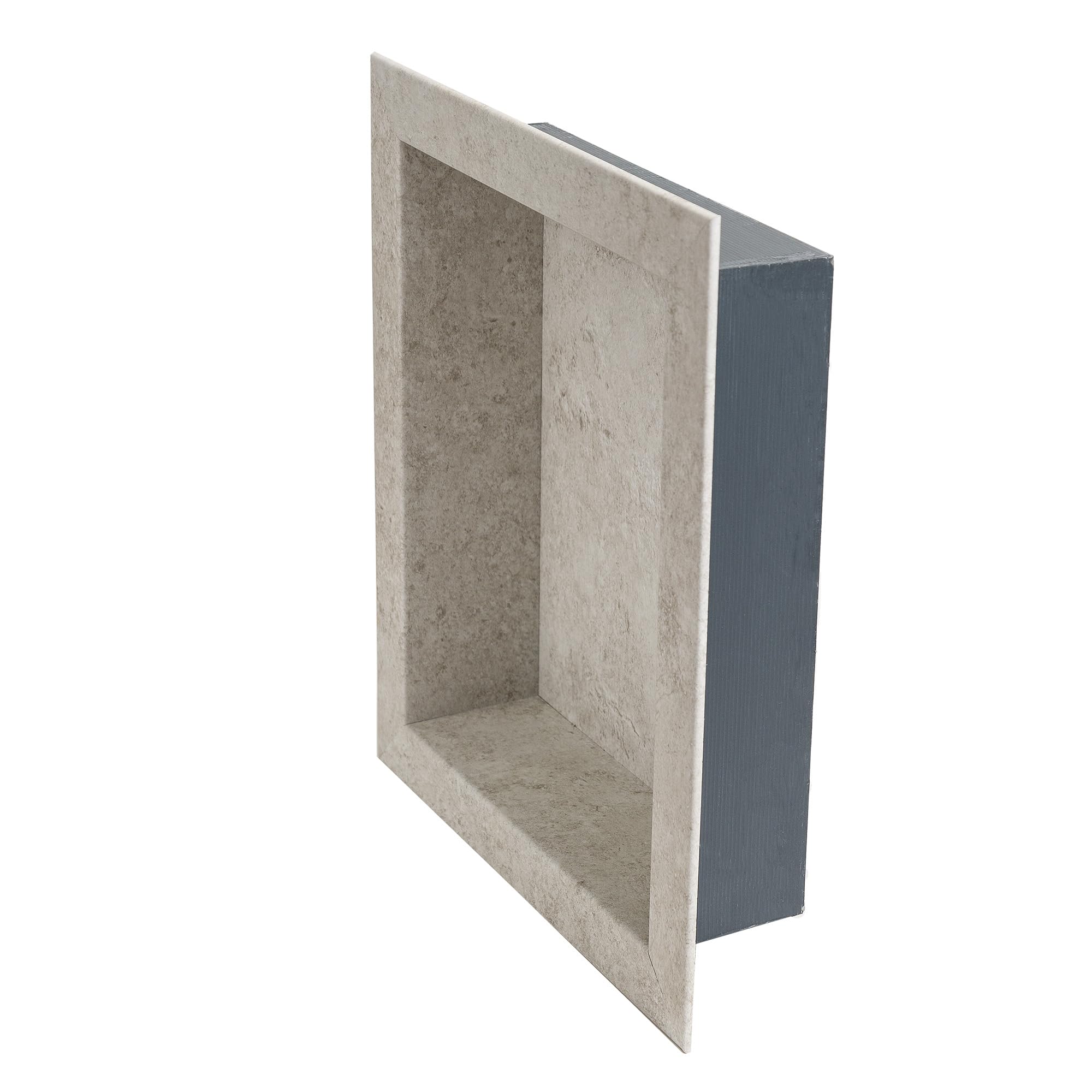 Palisade 17.5 in x 15.5 in Vinyl Shower Niche Ashen Slate | Waterproof Shower Insert