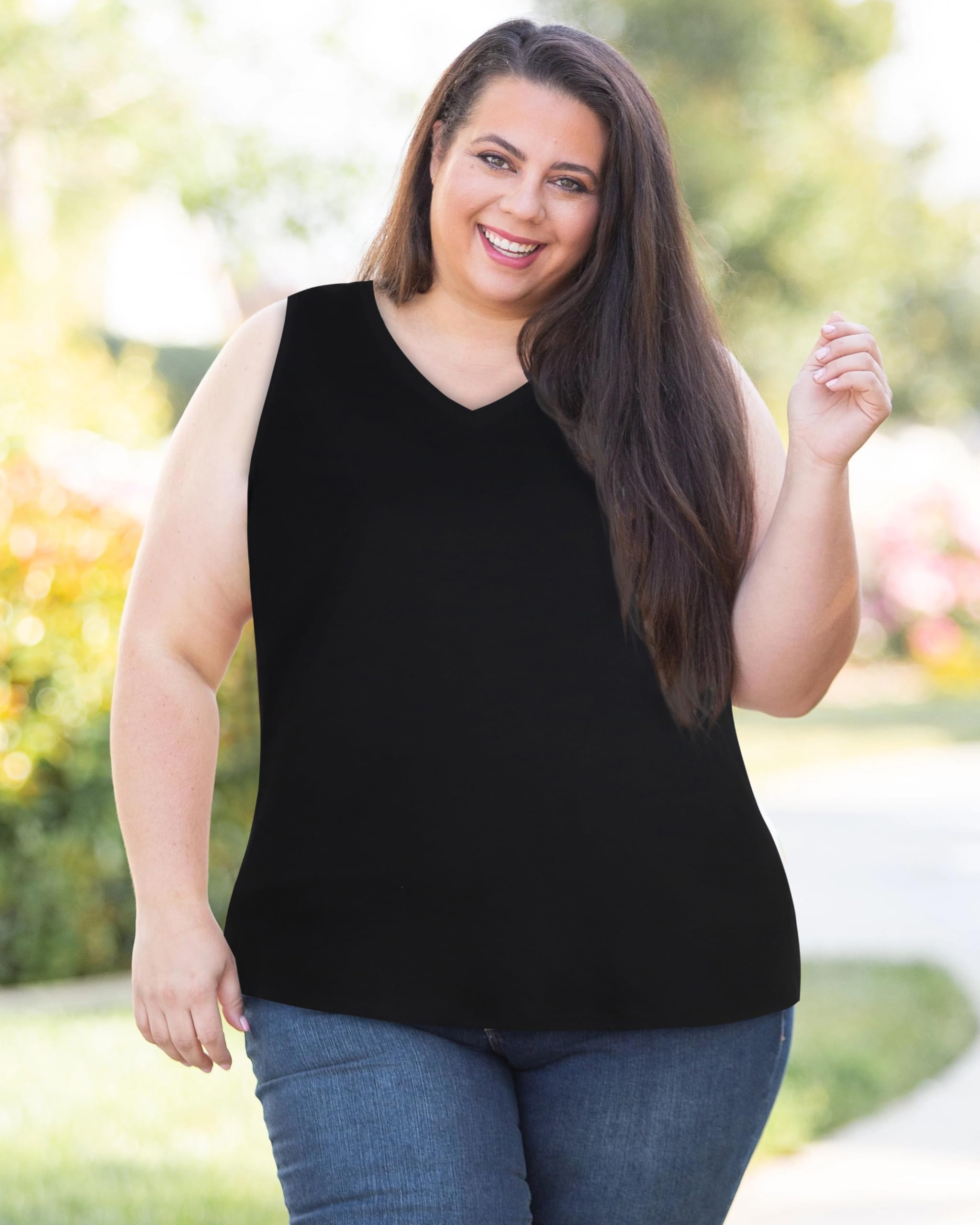 Plus Size Tanks Women Summer Top V Neck Sleeveless Top Loose Fit Tee Workout Shirts 2026
