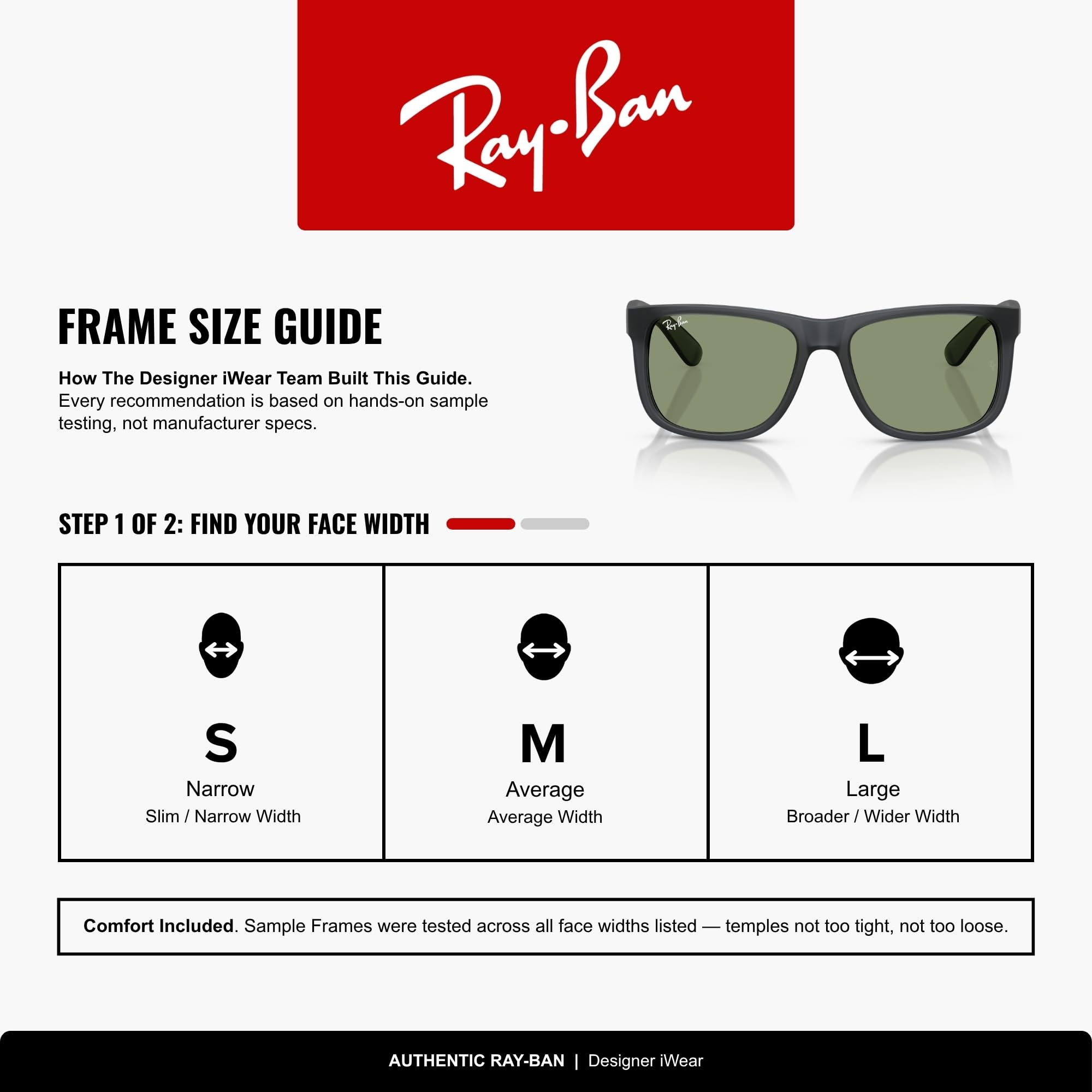 Ray-Ban RB4165F Justin Classic Square Sunglasses for Men