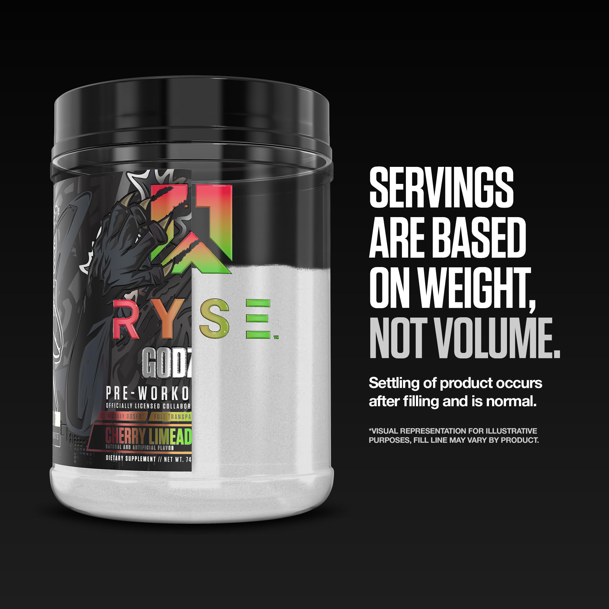 RYSE Godzilla X Noel Deyzel Pre Workout Powder - BlackBerry Lemonade - 400mg Caffeine, High Stim Pre-Workout for Men & Women with Citrulline & Beta Alanine - Energy, Pump & Focus - 20/40 Servings