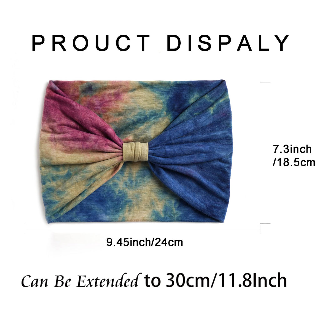 Boho Headbands For Women Fashion Stretch Wide Hair Bands Knoted Turban Head Bands Yoga Running Sweatband Elastic Headband Stylish Wrap Headbands Hair Accessories for Teen Girls 4 Pack