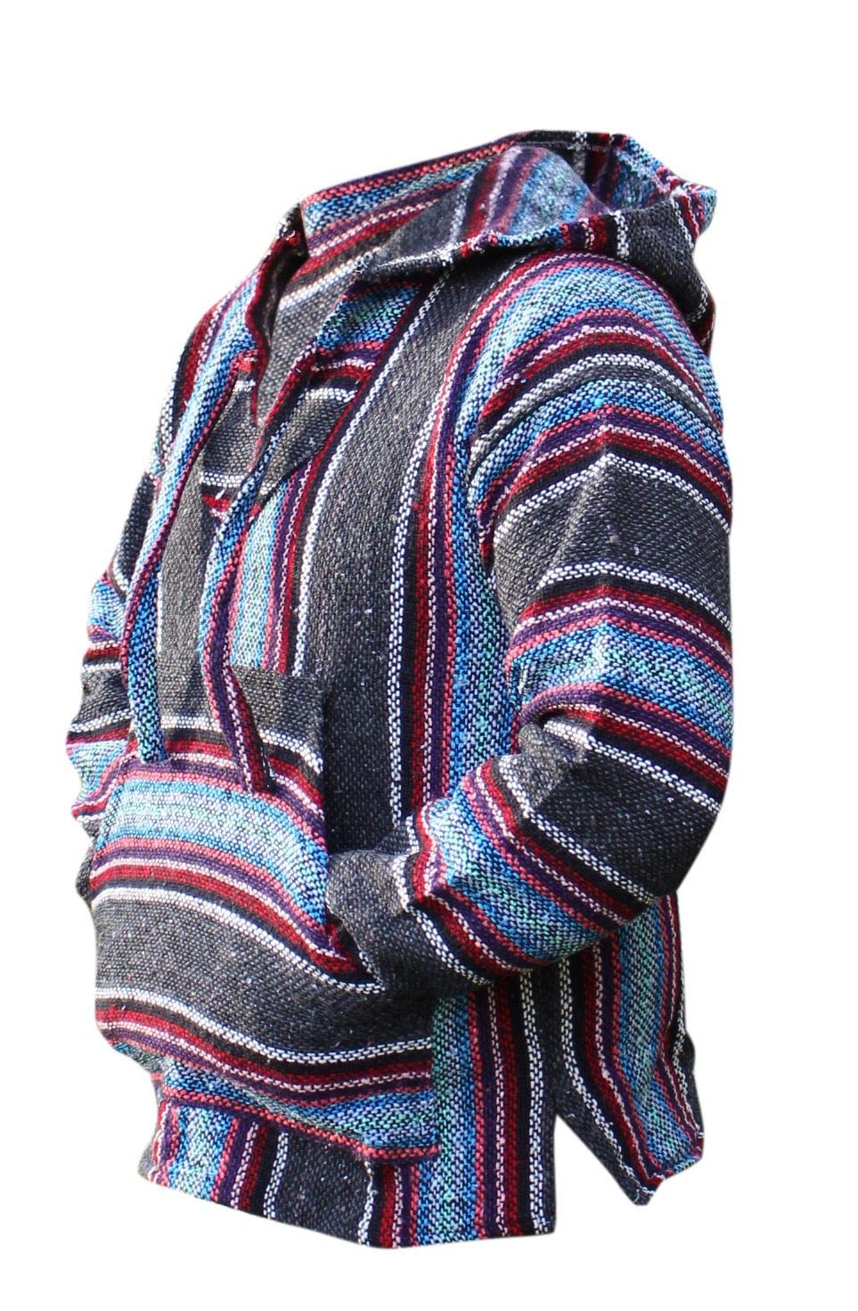 Del Mex Mexican Baja Hoodie Hippie Surf Poncho Sweater Sweatshirt Pullover Jerga