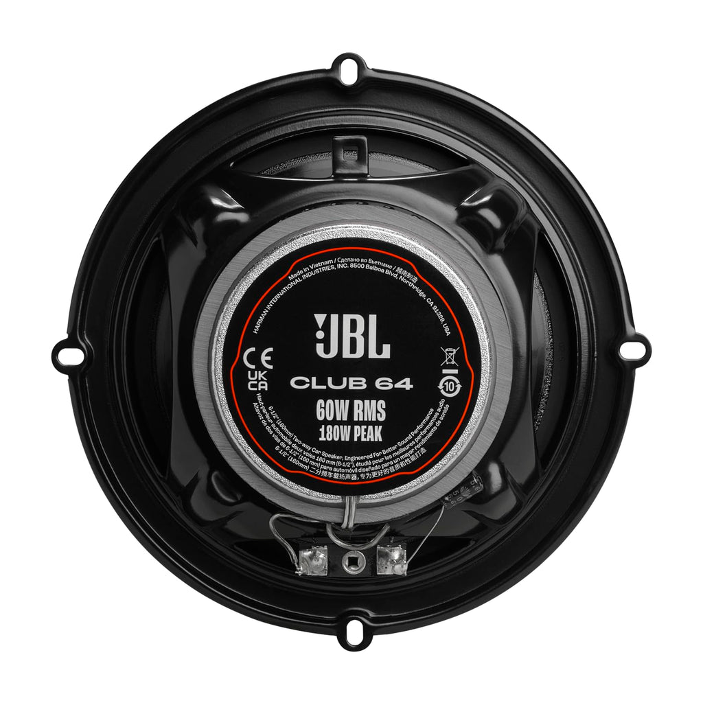 JBL Club 34F - 3-1/2" (87mm) Two-Way Car Speaker, 75 Watts Peak, 25 Watts RMS, Sensitivity (@ 2.83V): 89dB, Frequency Response: 90Hz – 20kHz, Nominal Impedance: 3.0 ohms