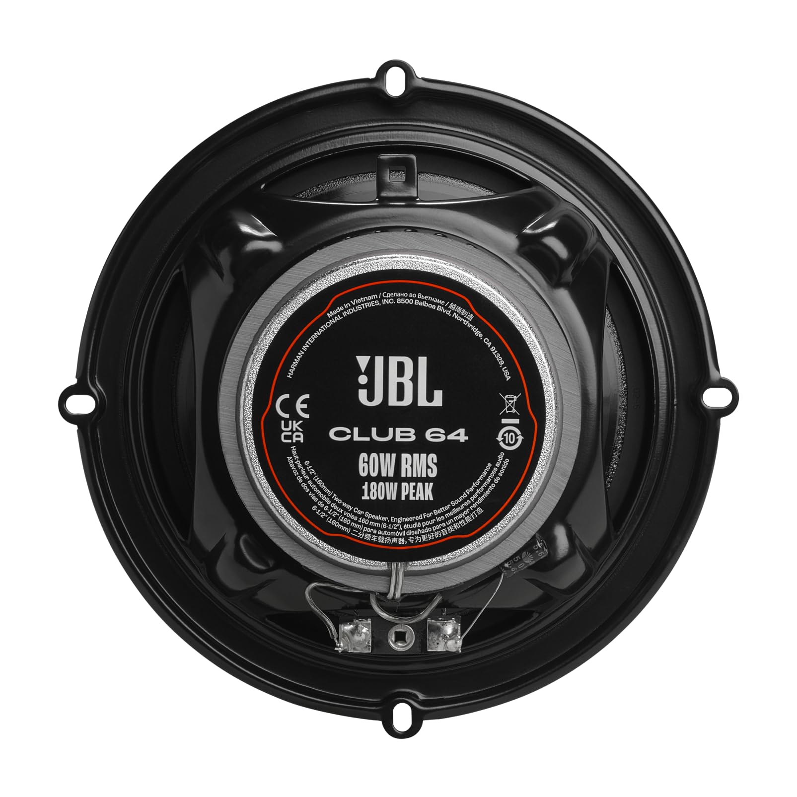 JBL Club 34F - 3-1/2" (87mm) Two-Way Car Speaker, 75 Watts Peak, 25 Watts RMS, Sensitivity (@ 2.83V): 89dB, Frequency Response: 90Hz – 20kHz, Nominal Impedance: 3.0 ohms
