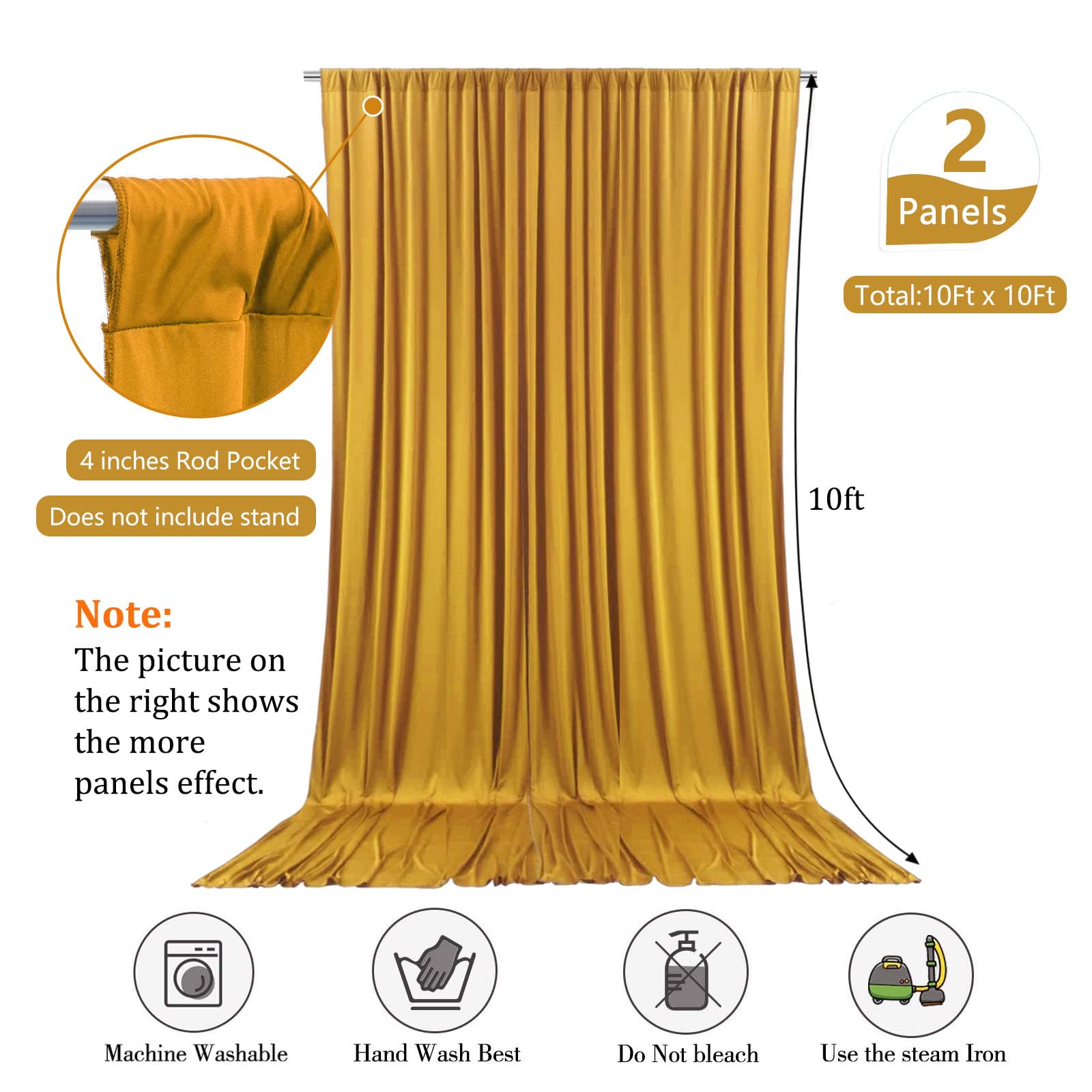 10 x 10 Feet Black A Backdrop Curtain for Partie, Background Curtains for Photoshoot, Birthday, Wedding, Halloween, Thanksgiving, Christmas, New Year Party Decorations 5Ft x 10Ft, 2 Panels