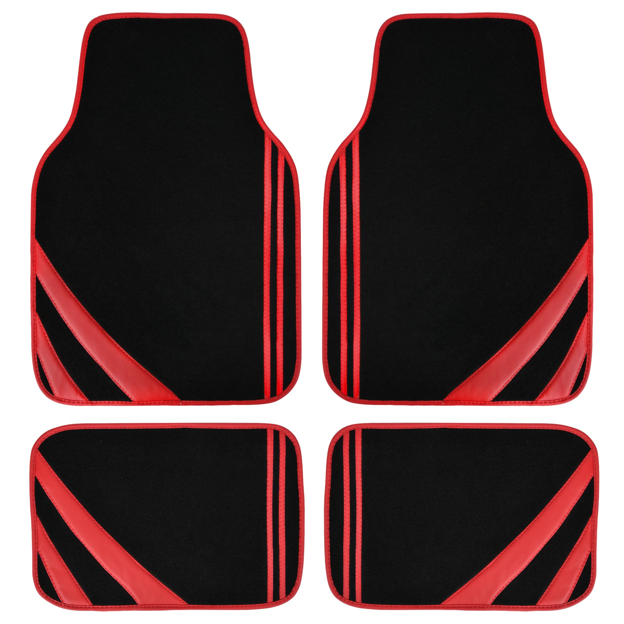 CAR PASS Car Seat Covers Full Set for Women Girls with Waterproof Car Floor Mats,Anti-Slip Leather Steering Wheel Cover,Universal Fit for SUVs,Vans,Trucks,Sedans,Cars (Combo Set,Black & Pink)