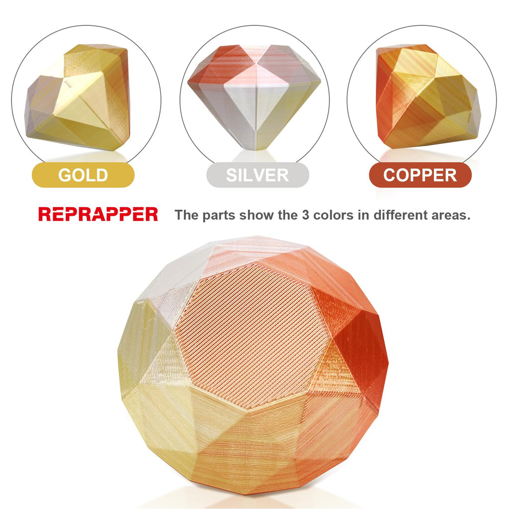 RepRapper PLA Filament, Multicolor Glitter Sample Pack, Shiny Galaxy Silk PLA1.75MM for 3D Printer, Glow in The Dark Sparkle Laser Series 3D Printer Filament, 250g*4