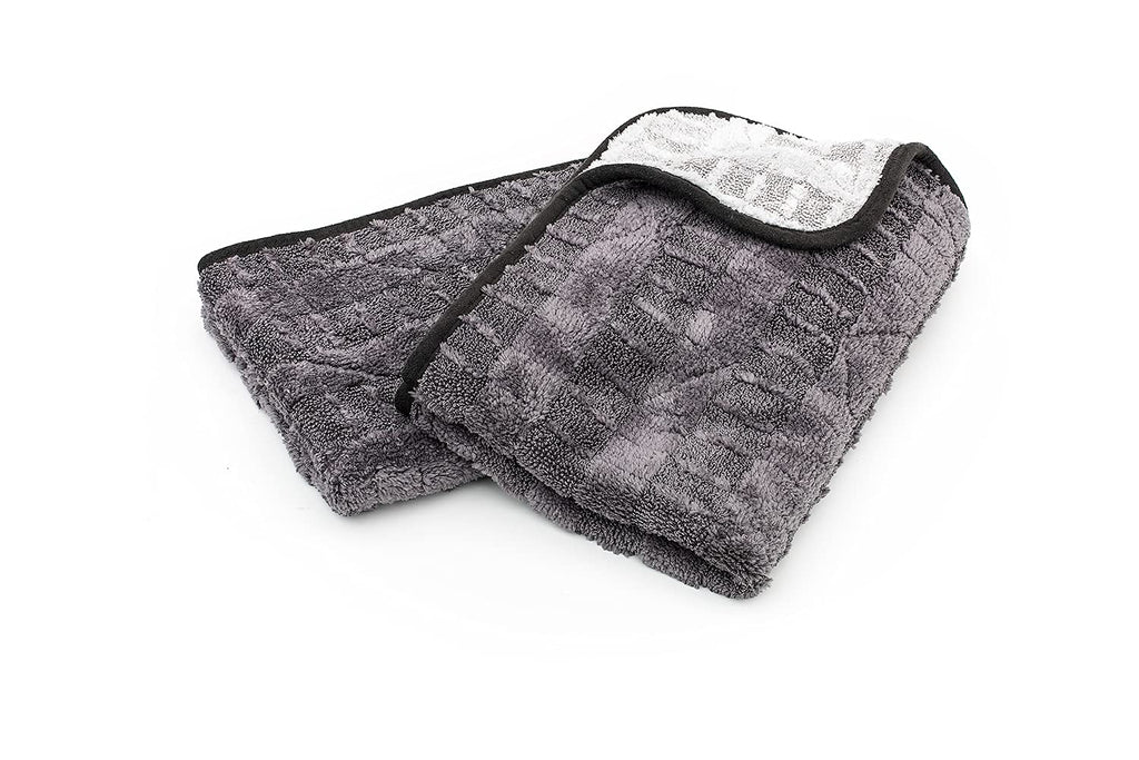The Rag Company Gauntlet Car Drying Towel, Ultra-Absorbent 70/30 Blend Korean Microfiber, Dries Vehicles Faster Without Scratching, 900 GSM, 12x12 Inches, Ice Grey/Grey, 3-Pack