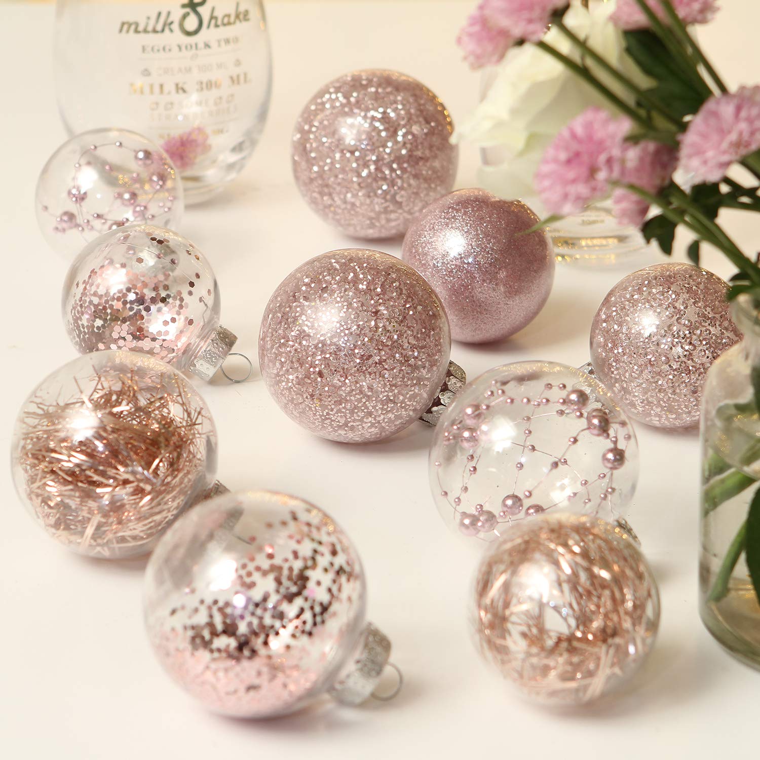 Sea Team Shatterproof Clear Plastic Christmas Ball Ornaments Decorative Xmas Balls Baubles Set with Stuffed Delicate Decorations (80mm/3.15 inch 20-Pack, Babyblue)