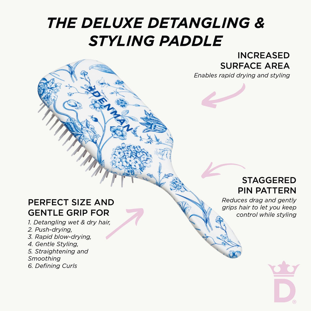Denman Power Paddle Hair Brush for Quick and Convenient Detangling, Blow Drying and Styling - Combination of D3 Styling Pens & Paddle Brush - For Men and Women P038
