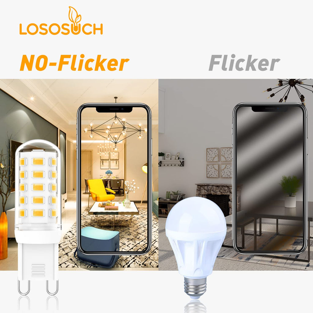 G9 LED Bulbs Dimmable 3W (T4 30W 25W 20W Halogen Bulb Equivalent), Warm White 2700K, 120V, 350LM Bi Pin or Chandelier Wall Pendant Ceiling Lamps,No Flicker 4-Pack