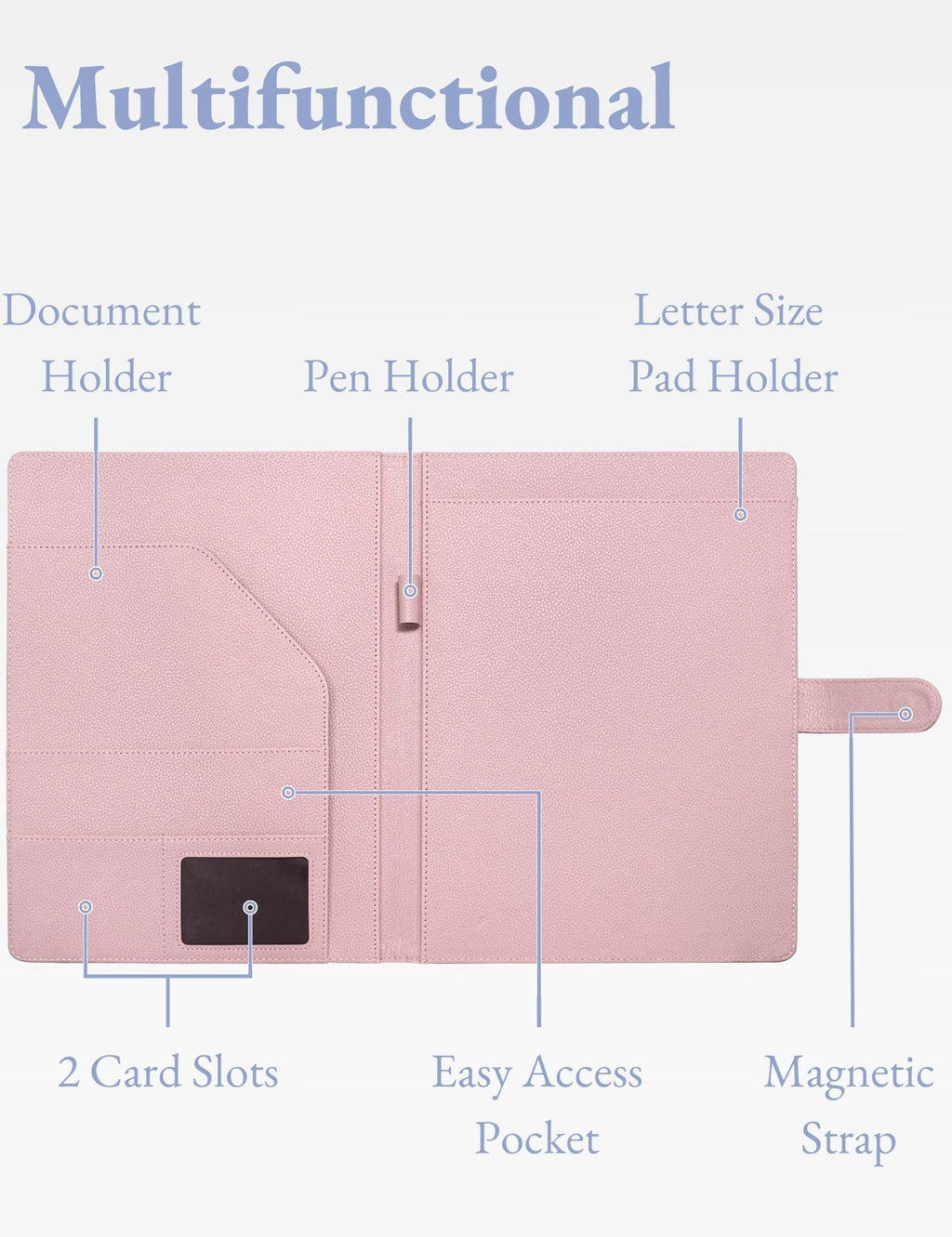 Padfolio Portfolio Resume Folder with Pocket, Premium Faux Leather Interview Writing Legal Pads Document Organizer Portfolio with Business Card Holder (Black)