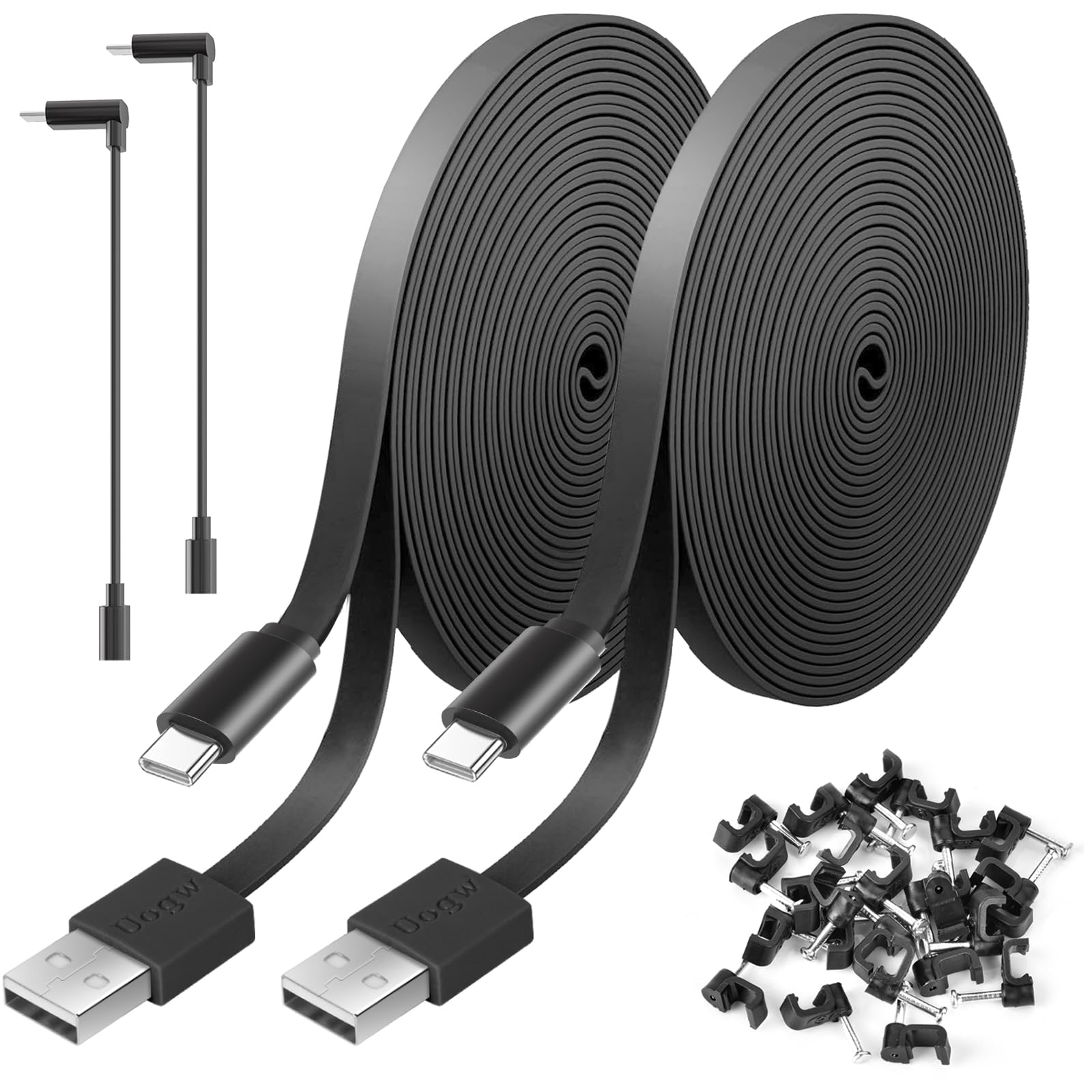 2 Pack 10FT Power Extension Cable Compatible with Wyze Cam v4/v3/OG,Wyze Cam Pan v3/v4,Blink,eufy,NestCam Indoor,Amazon Cloud Camera,USB A to USB C (Black)