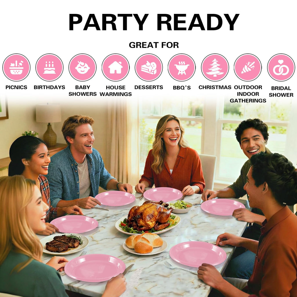 50 Pcs Black Plastic Plates, 10 Inch Black Plates, Black Party Plates Disposable for Birthday Weddings Fathers Day World Cup