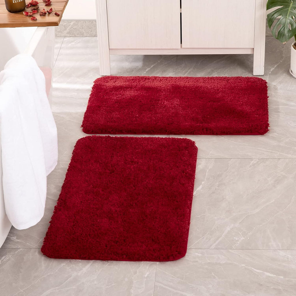 MIULEE Black Bathroom Rugs Set 2 Piece, Small Soft Absorbent Microfiber Bath Mat Set, Non Slip Quick Dry Machine Washable Plush Shaggy Bath Rugs for Bathroom Floor, Tub and Shower, 16x24 inches