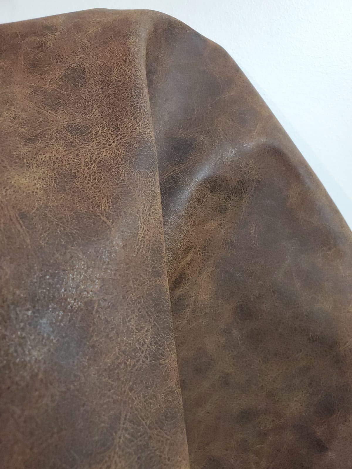 NAT Leathers™ | Acorn Brown Crazy Horse Soft Faux Leather Sheet PU (Peta Approved Vegan) | by The Yard Synthetic Pleather 0.9 mm Thick | 1 Yard (36 x 54 inch) Smooth Upholstery | Acorn, 1 Yard