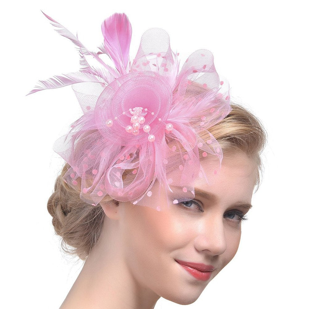 AQOKKA Women Fascinators Hats Flower Fascinators with Headband and Clip Tea Party Headwear for Women and Girls