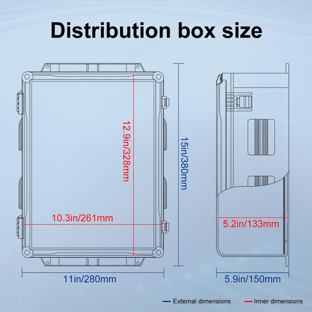 Namunanee Outdoor Electrical Junction Box, ABS Water Resistant Enclosure with Internal Mounting Panel & Hinged Cover, 9.2" H* 7" L* 4.6" W