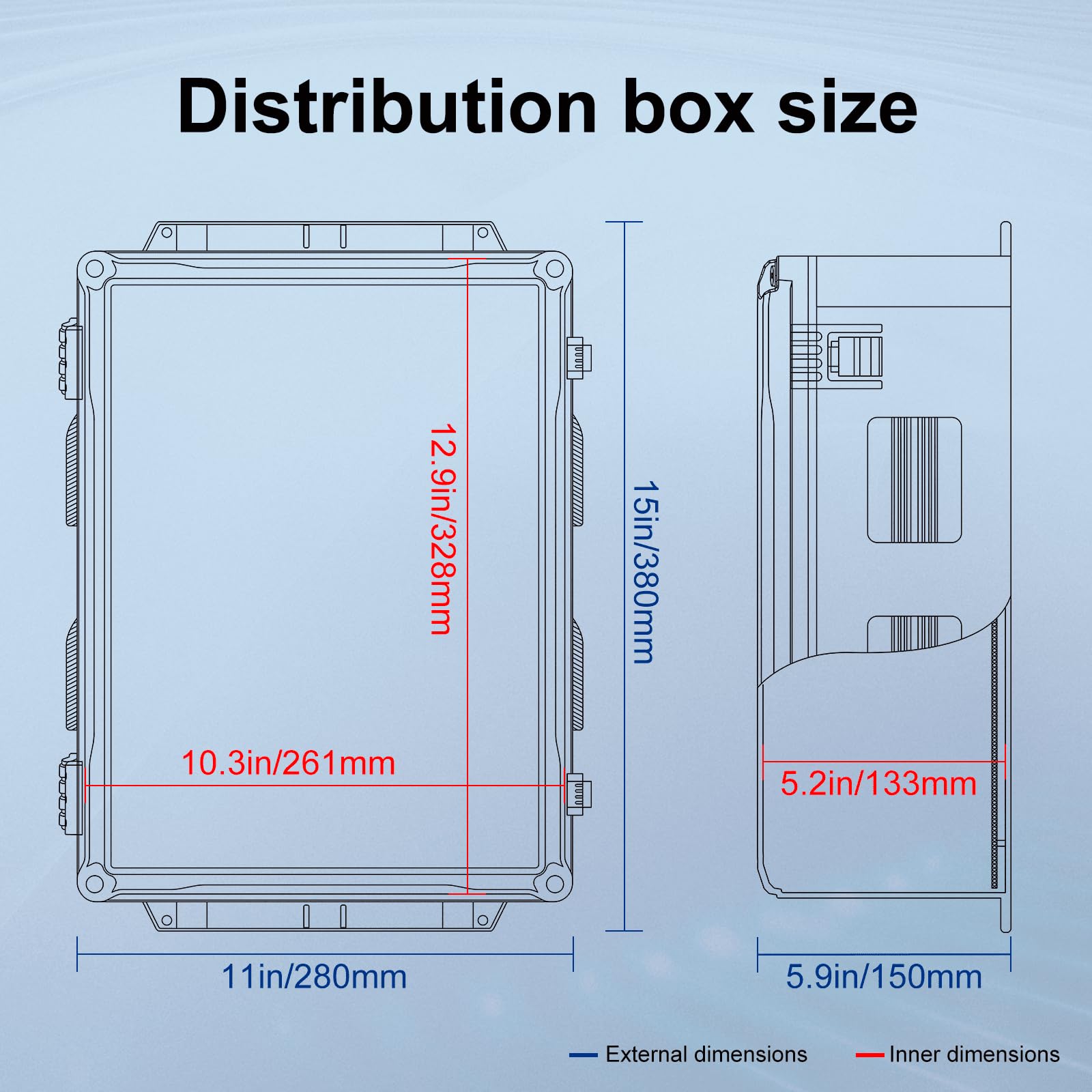 Namunanee Outdoor Electrical Junction Box, ABS Water Resistant Enclosure with Internal Mounting Panel & Hinged Cover, 9.2" H* 7" L* 4.6" W