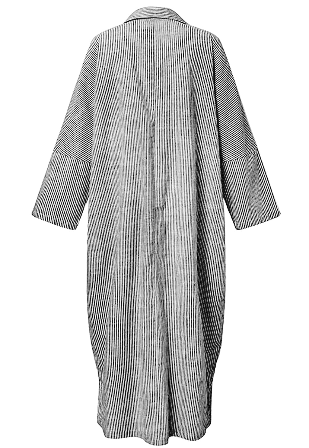 utcoco Womens Striped Long Sleeve Dress Casual Loose Button Down Cotton Maxi Shirt Dress