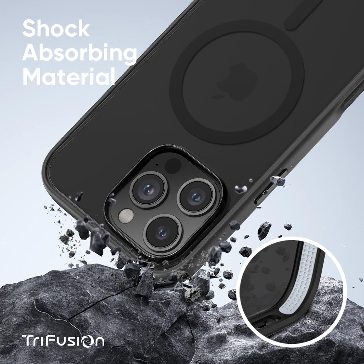 FLOLAB Surtect Tri-Fusion Magnetic for iPhone 16 Case Protective Slim Design Magsafe Compatible Military Grade - Black Clear