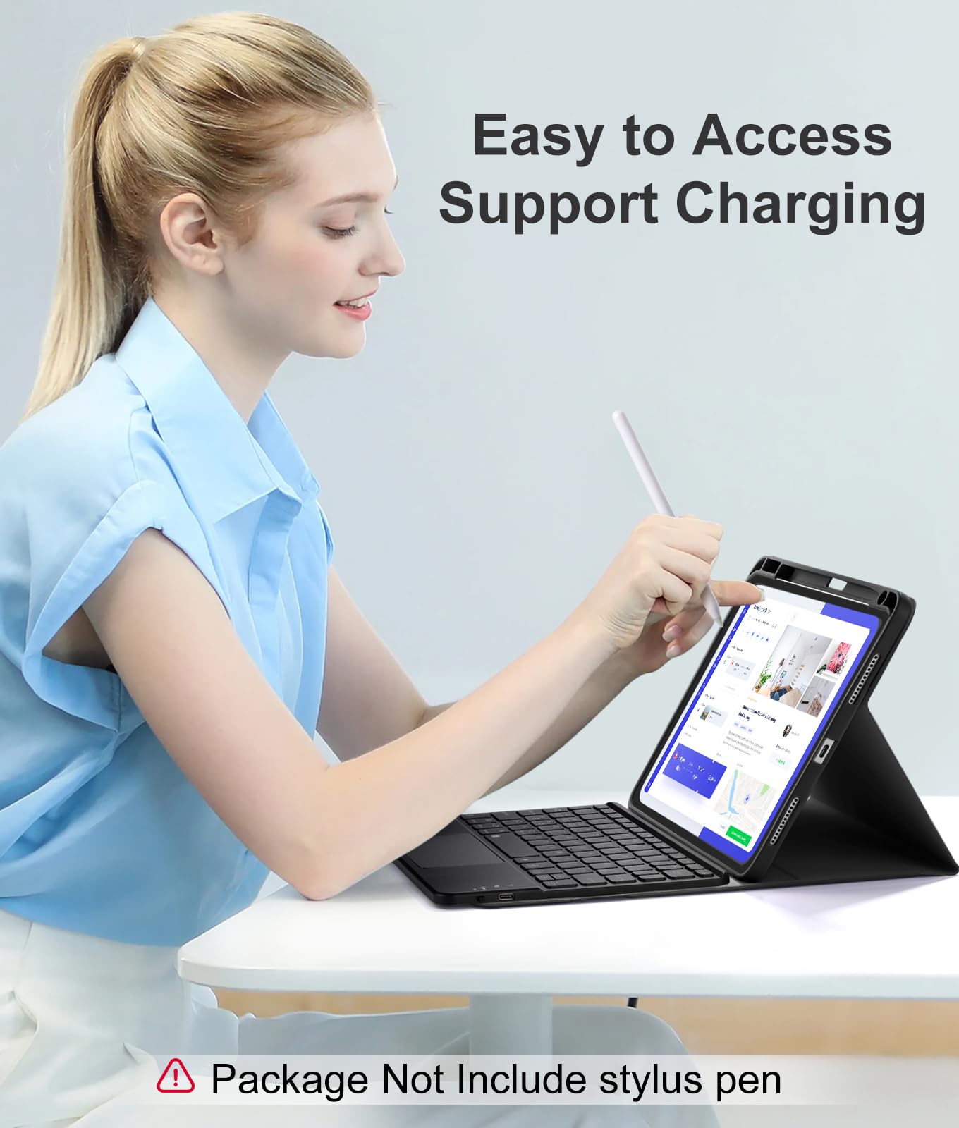Harvopu Compatible with iPad Air 11 Inch & Air 5th/ Air 4th Generation Case with Keyboard - Multi-Touch Trackpad, 7-Color Backlit, Detachable Folio Keyboard Cover for Air 11-inch M4/M3/M2 (Black)