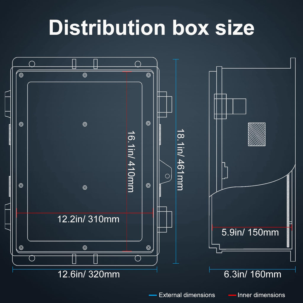 Namunanee Outdoor Electrical Junction Box, ABS Water Resistant Enclosure with Internal Mounting Panel & Hinged Cover, 9.2" H* 7" L* 4.6" W