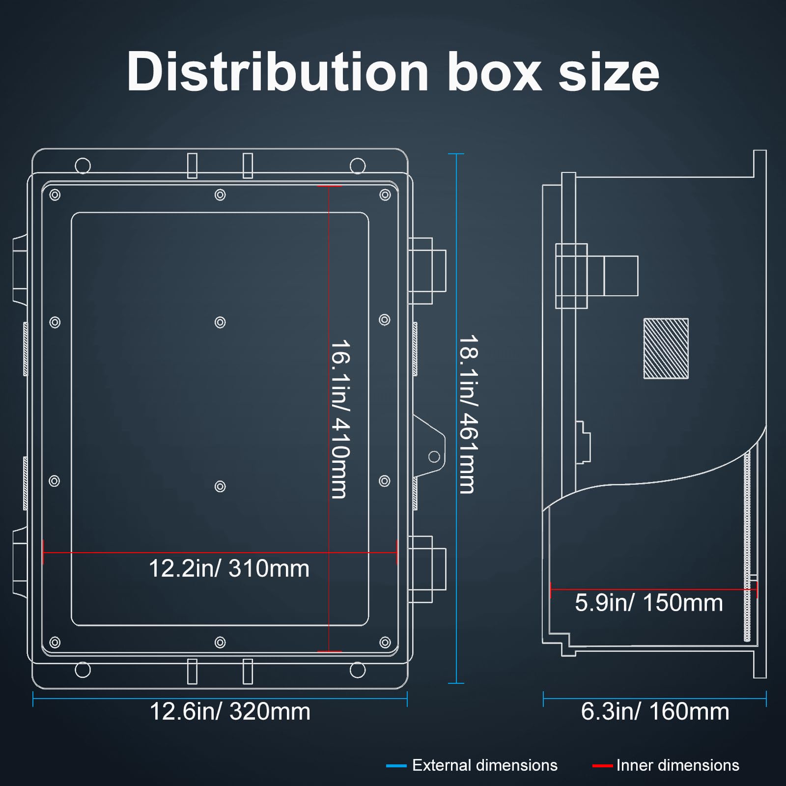 Namunanee Outdoor Electrical Junction Box, ABS Water Resistant Enclosure with Internal Mounting Panel & Hinged Cover, 9.2" H* 7" L* 4.6" W