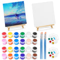 2 Pack 8 * 10In Canvas Boards for Painting, Art Canvas for Drawing with 4 Brushes & 2Paint Trays & 4 Acrylic Paint, Mini Painting Canvas with Easel Set, Painting Kits for Adults Party