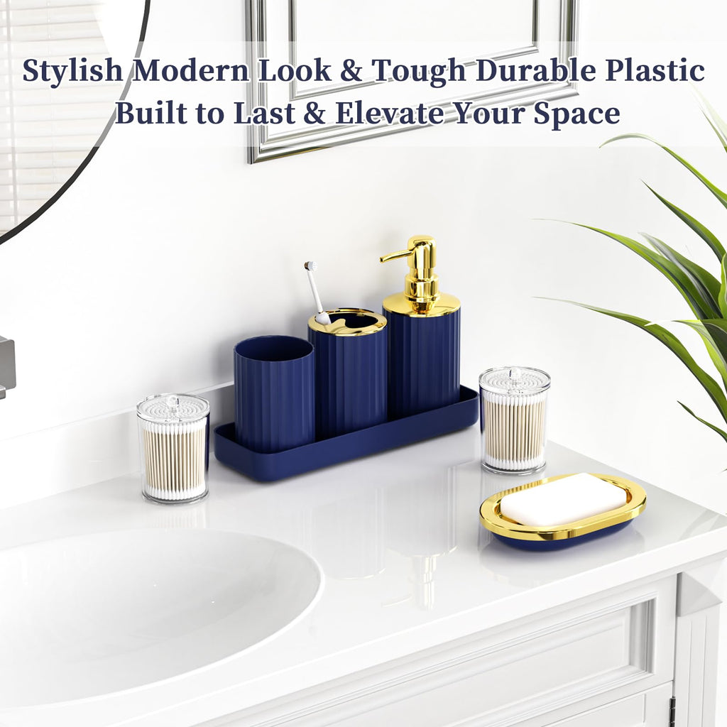 XLHOMO 24 PCS Black Bathroom Accessories Set with Shower Curtain and Rugs, Bathroom Decor Set with Trash Can, Toilet Brush, Soap Dispenser, Toothbrush Holder, Tumbler, Soap Dish and Jars